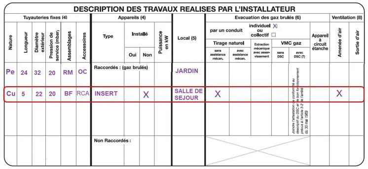fiche travaux installateur certificat de conformité (CC2)